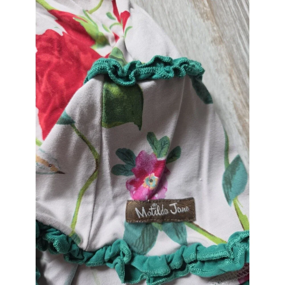 Matilda Jane Woodland Wonders Bunny Bird Floral Dress Girls 6 Long Sleeve GUC